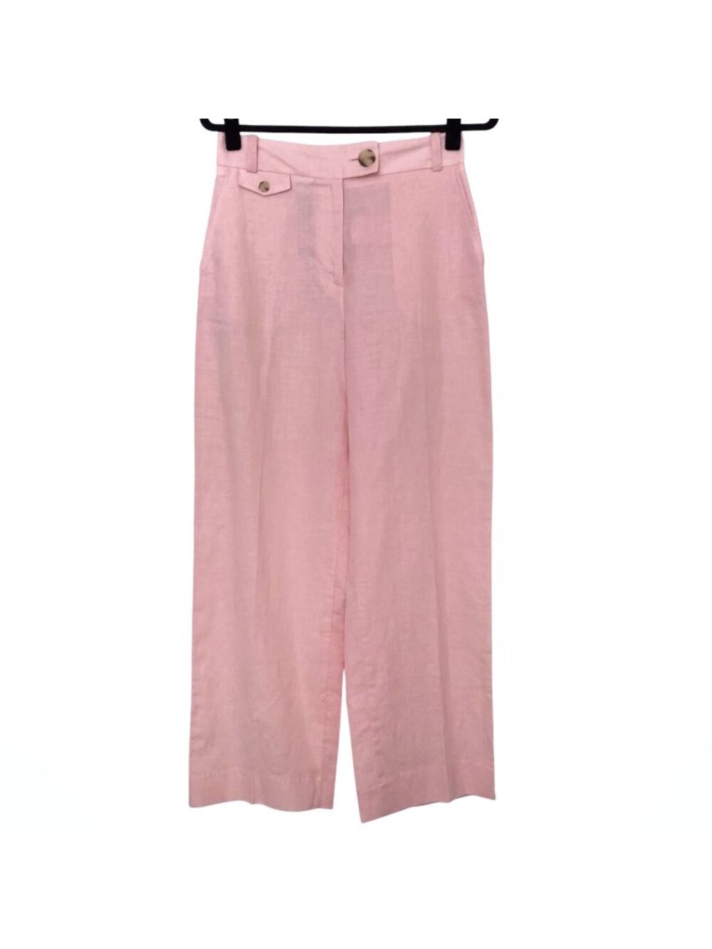 Zara Solid Pink High-Waist Wide-Leg Trousers Size Small